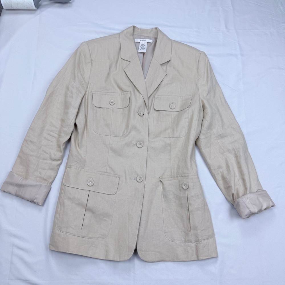 Merona Beige Linen Blazer with Button Details